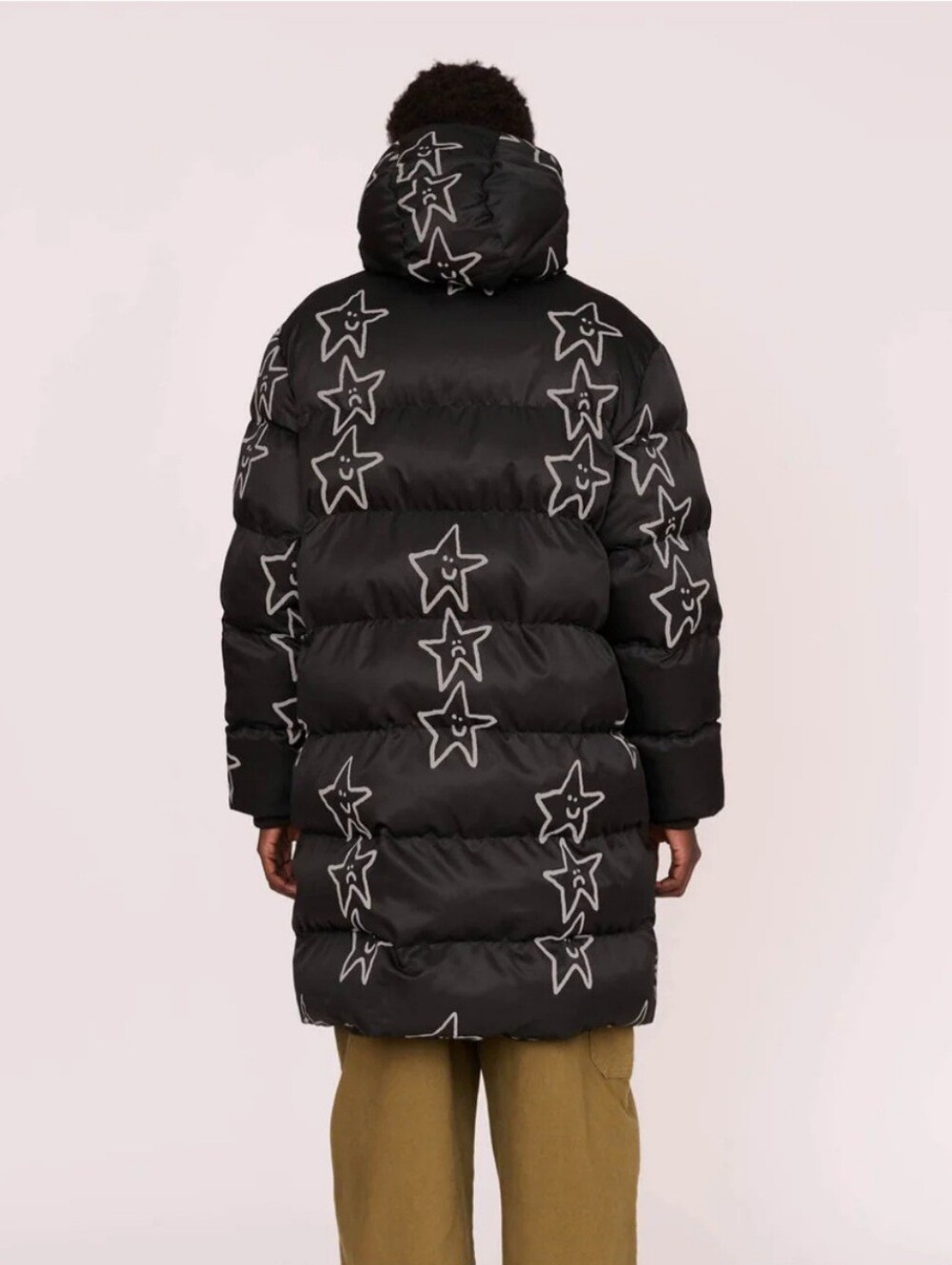 NWT! Lazy Oaf Happy Sad Reflective Print Longline Puffer Coat. Size S - Picture 3 of 16